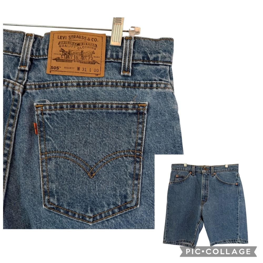 Vintage Levis 505 Orange Tab Denim Jean Shorts Mens 31 Blue Regular Fit USA 90s